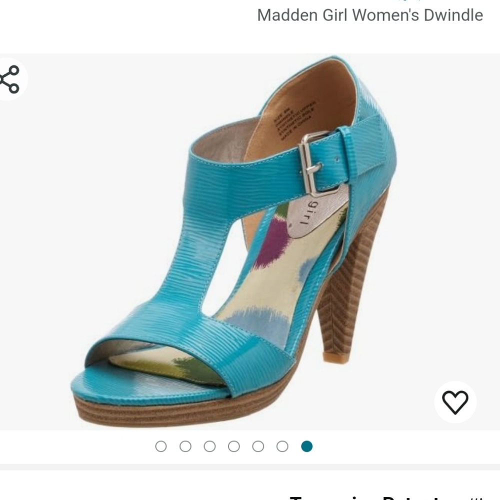 Madden Girl Dwindle "Tourqouise Patent" Open Toe Pump SZ. 7.5
